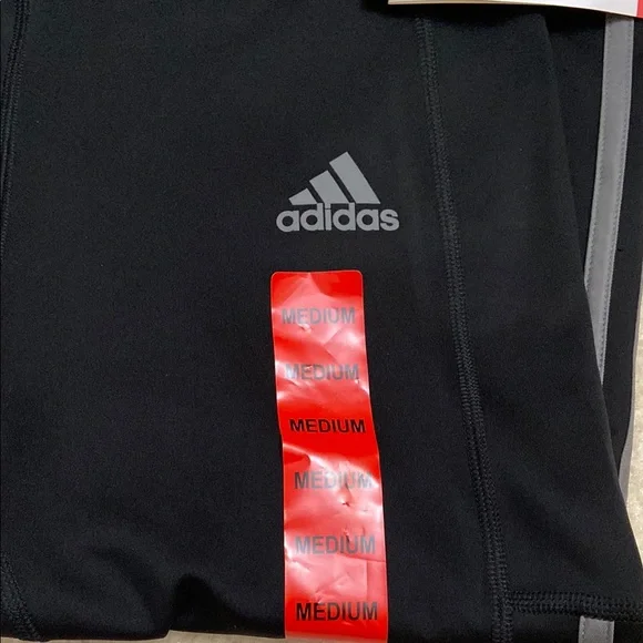 NWT Adidas Black Leggings with Gray Stripes - Picture 14 of 14
